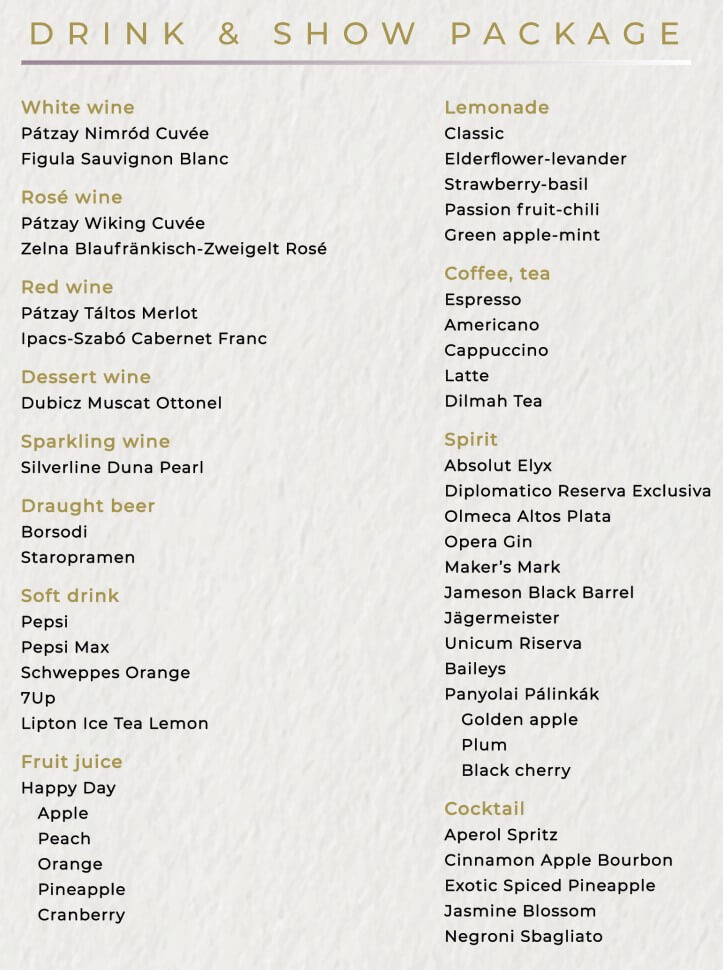 drink and show menu